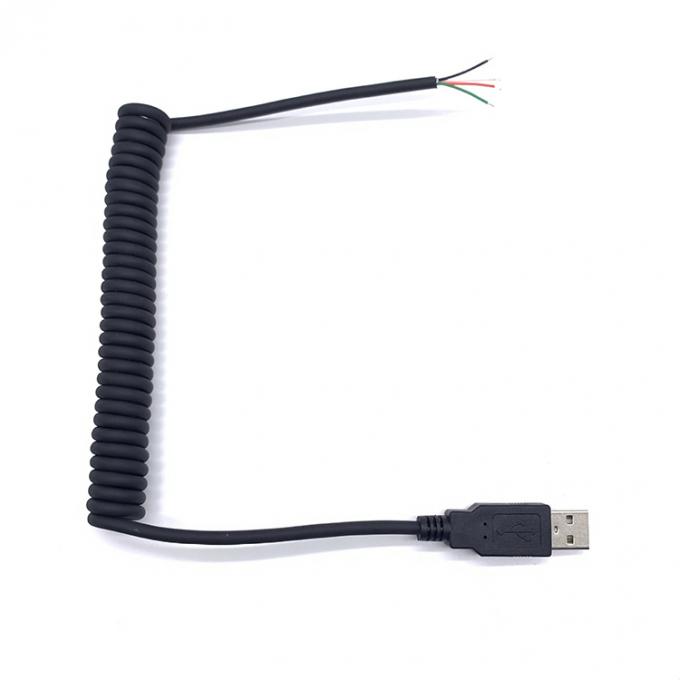 câble à ressort enroulé USB pour ouvrir 4 câbles nus en conserve 5
