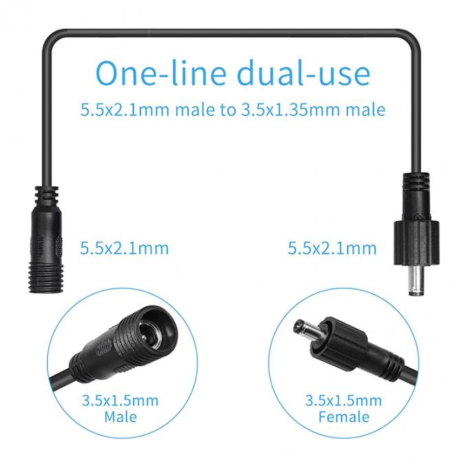 Jack à courant continu masculin à féminin étanche à l'eau 5.5x2.1mm 5.5x2.5mm 3.5x1.35mm câble d'extension d'alimentation pour la lumière LED 2