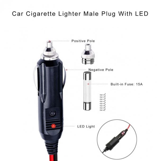 12V 24V 15A fusible allume-cigarette pour voiture prise mâle avec fil plombé 2