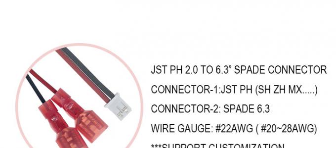 JST PH SH ZH XH MX 2 3 4 5 6 7 8 Connecteur à broche à câble de terminaison à épée de 6,3 mm 0