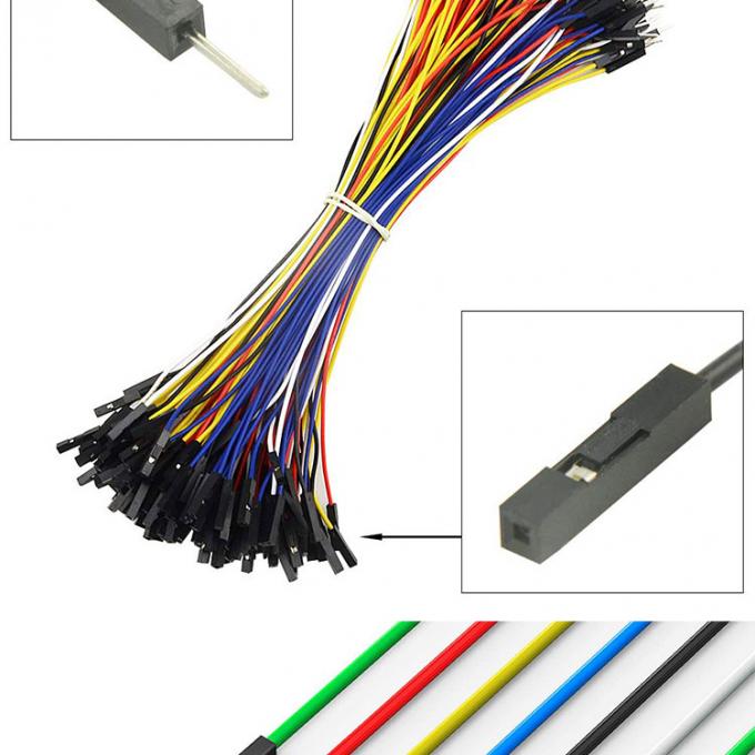 Homme à Homme Femme à Femme 2.54mm 1 broche Dupont Connecteur sans soudure Panneau à pain Jumper fil pour Arduino 3