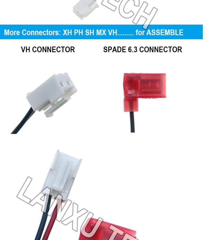 VH 2P 3,96 mm Encoche à 90 degrés 6.3 Angle de connecteur à épée Assemblage de câble 1