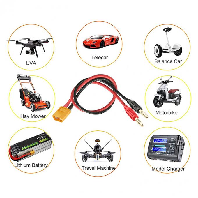 14AWG XT60 Male Plug to 4mm Banana Connector Cable pour la charge de la batterie RC Lipo FPV Drone 5
