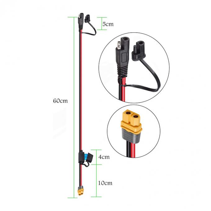 XT60 Connecteur féminin au câble d'extension SAE avec porte-fusible pour centrale solaire 3