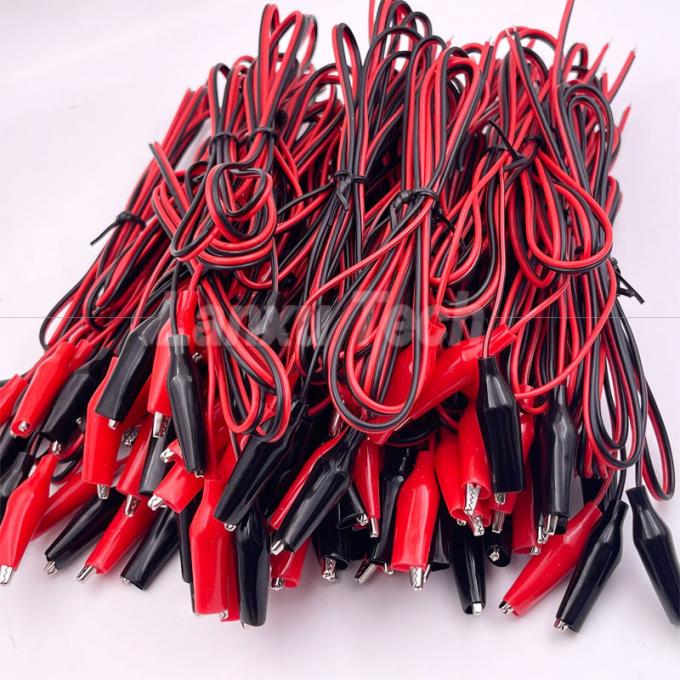 12v noir rouge test électrique conduit Jumper fil d'alligator crocodile clips câble 5