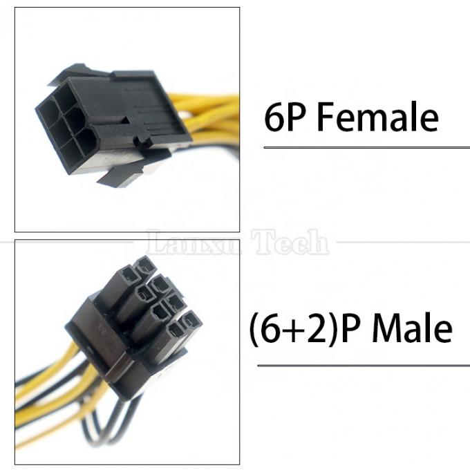 GPU 6 PIN à double 8 PIN 18AWG PCI Express Adaptateur d'alimentation de carte mère câble d'extension PCIe 2