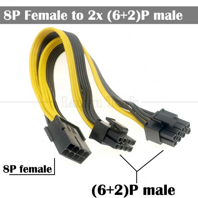 PCIe 8 broches mâle à double 8 broches femelle PCI Express graphiques carte vidéo GPU Splitter câble d'adaptateur d'alimentation 1