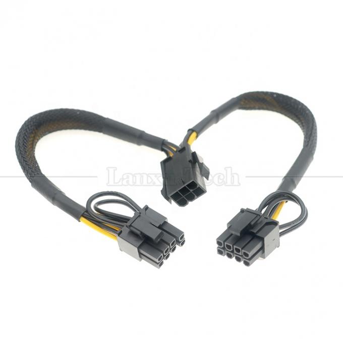 Sleeved 18AWG Pure Cooper Y Splitter 6 broches à double 8 broches 6+2 PCI Express Adaptateur d'alimentation Extension câble PCIe pour GPU 0