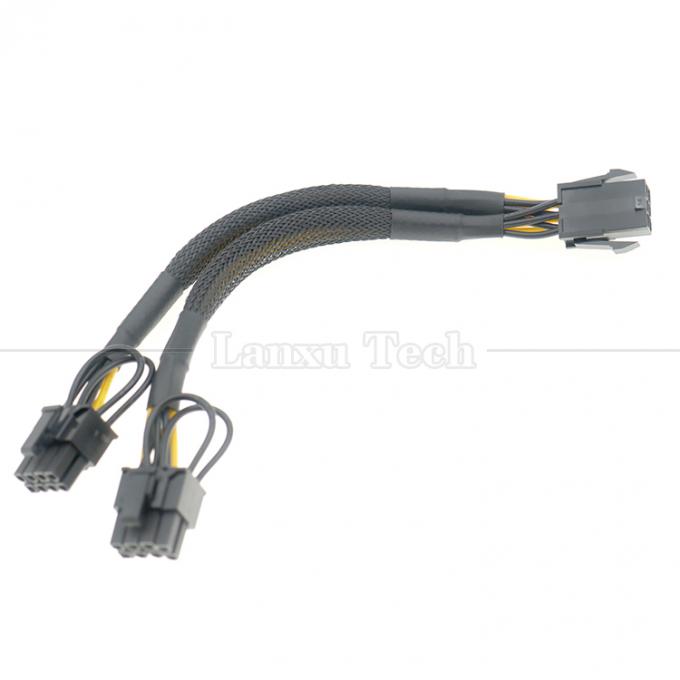 Sleeved 18AWG Pure Cooper Y Splitter 6 broches à double 8 broches 6+2 PCI Express Adaptateur d'alimentation Extension câble PCIe pour GPU 6