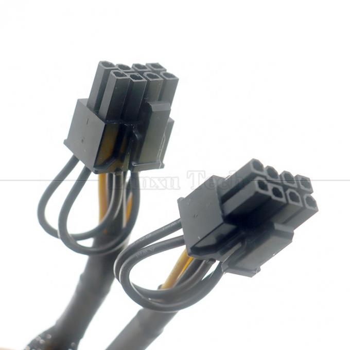 Sleeved 18AWG Pure Cooper Y Splitter 6 broches à double 8 broches 6+2 PCI Express Adaptateur d'alimentation Extension câble PCIe pour GPU 3