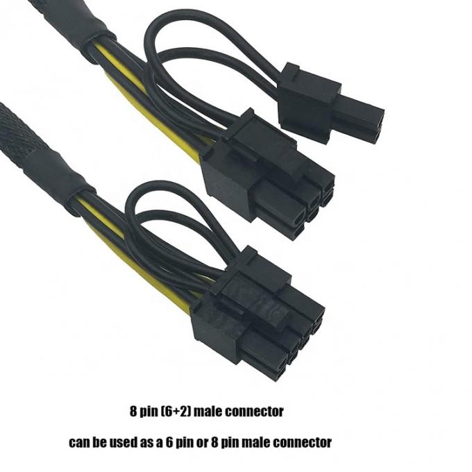 GPU 6 PIN Femme à double 8 PIN mâle 18AWG PCI Express carte mère alimentation adaptateur PCIe Riser 3.0 câble d'extension 2