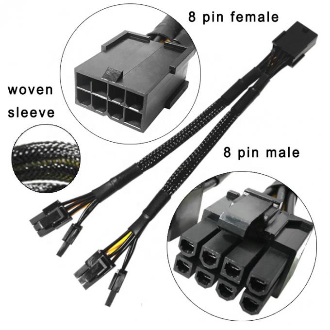 Manche tissée PCIe 8 broches Femme à double 8 broches Homme PCI Express Graphiques Carte vidéo GPU câble adaptateur d'alimentation 0