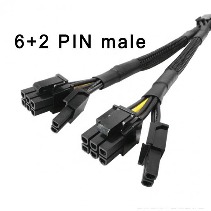 Manche tissée PCIe 8 broches Femme à double 8 broches Homme PCI Express Graphiques Carte vidéo GPU câble adaptateur d'alimentation 1