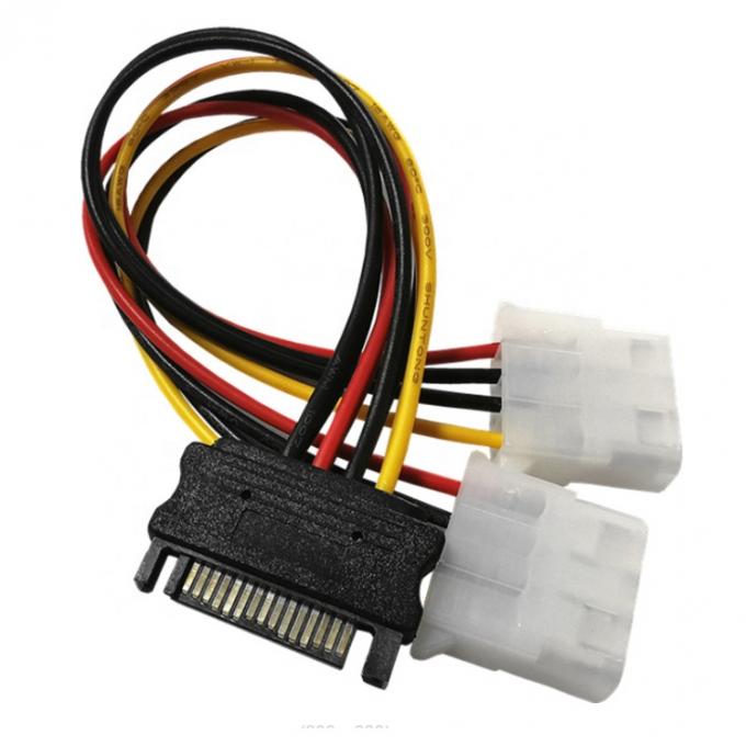 Sata 15 broches mâle à double Molex 4 broches Lp4 IDE Femme Disque dur d'alimentation Y câble de conversion d'adaptateur pour HDD SSD 4