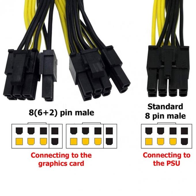 PCIe 8 broches mâle à double 8 broches mâles PCI Express Graphics Carte vidéo GPU Splitter câble d'adaptateur d'alimentation 1
