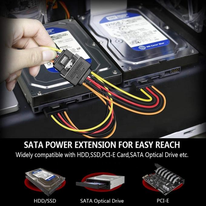 Données de sexe masculin à féminin Sata 15 broches de câble pour ordinateur HDD SSD 0