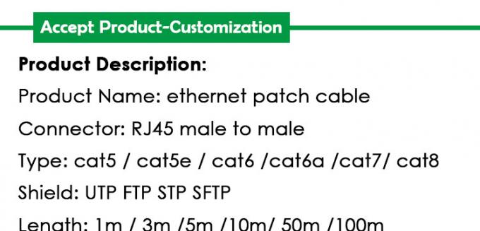 OEM de haute qualité Pure Cooper Shield FTP UTP STP SFTP Cat5 Cat5e Cat6 Cat6a Cat7 Cat8 RJ45 Ethernet Patch Lan câble réseau 0
