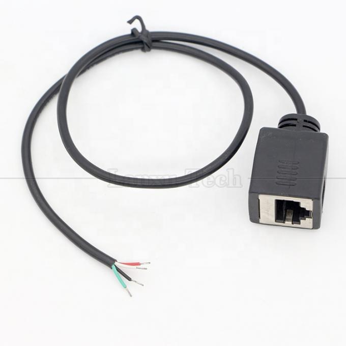 Femme RJ45 Socket à ouvrir soudage en conserve 4 fils câble de queue de porc à l'extrémité nue 3