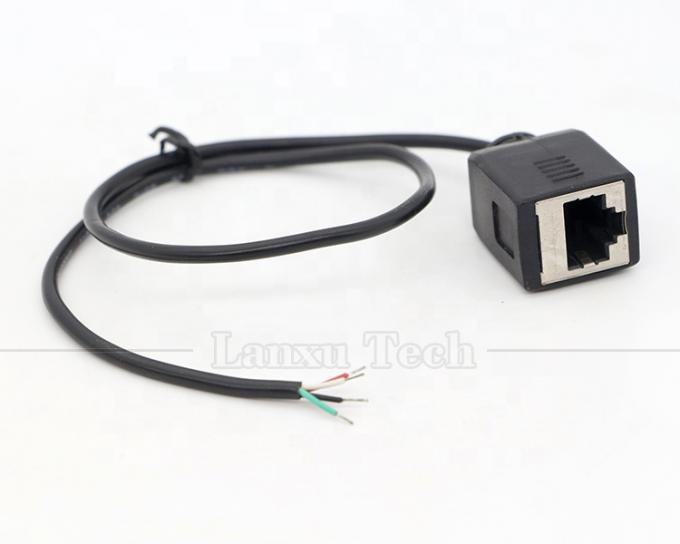 Femme RJ45 Socket à ouvrir soudage en conserve 4 fils câble de queue de porc à l'extrémité nue 4