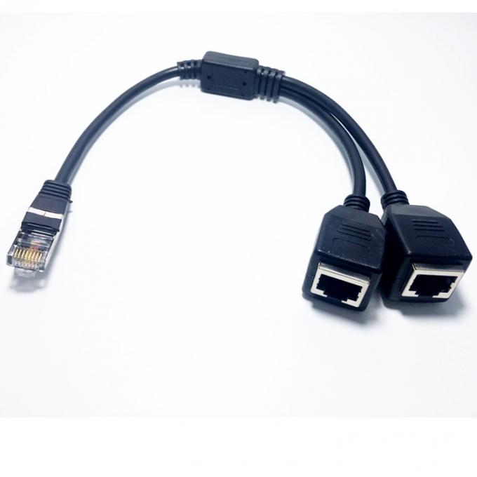 1 mode mâle à 2 modes femelles Port de prise RJ45 interface Cat5 Lan Réseau Ethernet Splitter Y câble d'adaptateur 2