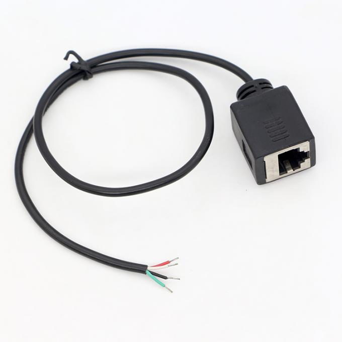 Assemblage personnalisé Femme RJ45 Socket pour ouvrir la soudure en conserve 4 fils à l' extrémité nue câble de queue de cochon 4