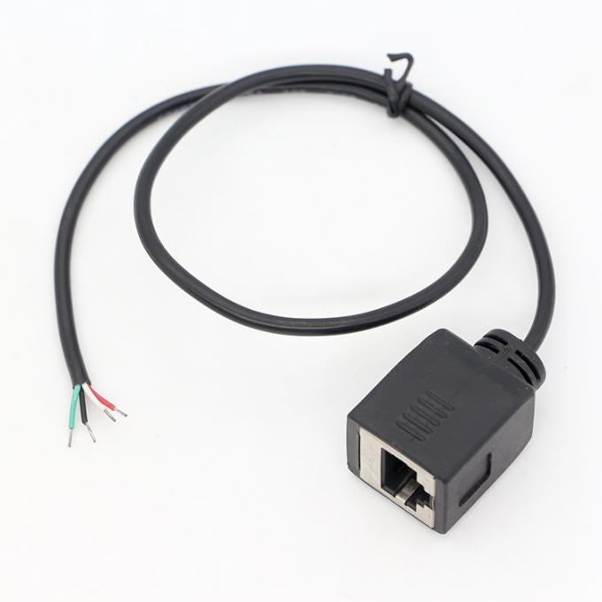 Assemblage personnalisé Femme RJ45 Socket pour ouvrir la soudure en conserve 4 fils à l' extrémité nue câble de queue de cochon 3