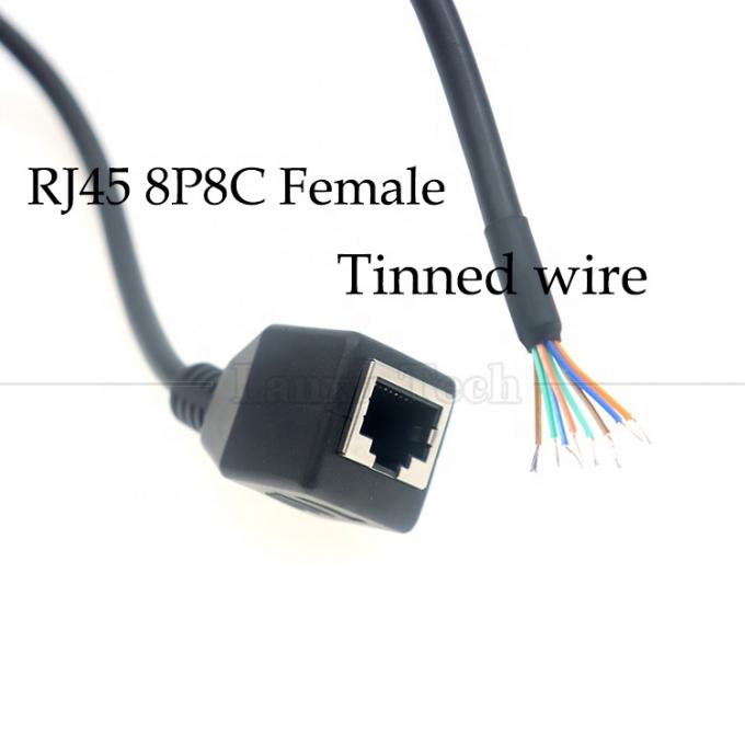 Femme RJ45 Jack Socket à ouvrir soudage en conserve 8 fils à l'extrémité nue Pigtail Ethernet réseau câble patch Lan 1