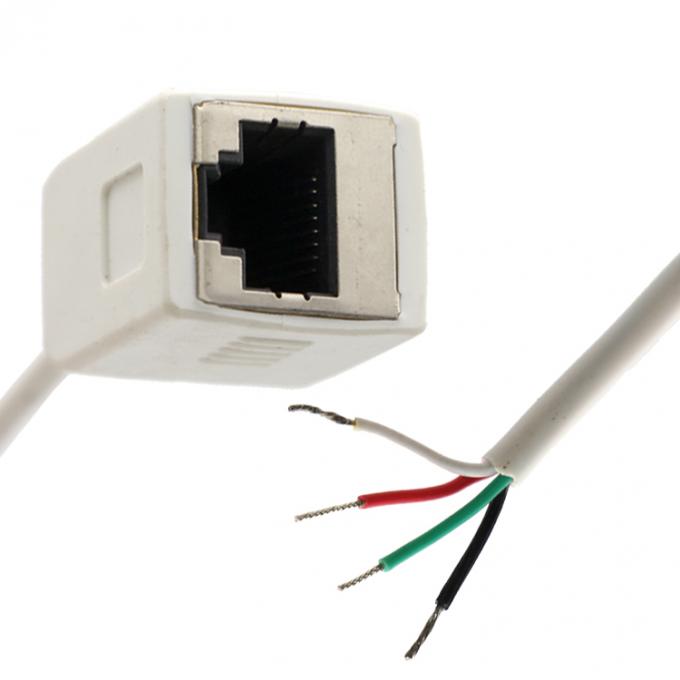 Personnalisation Blanc Femme RJ45 Socket à ouvrir Salure en conserve 4 fils Cable à queue de porc à bout nu 0