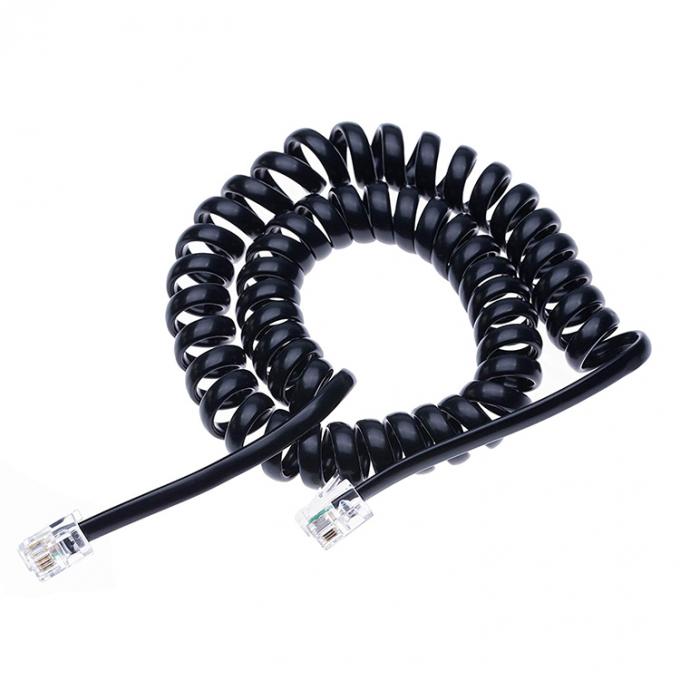 1m 2m 3m enroulé RJ9 4P4C RJ11 noir blanc spirale plat Cat3 câble téléphonique ADSL 2