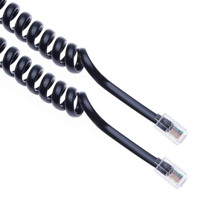 1m 2m 3m enroulé RJ9 4P4C RJ11 noir blanc spirale plat Cat3 câble téléphonique ADSL 5