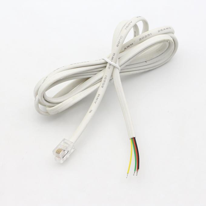 Personnalisé 1m 2m 3m RJ9 RJ11 mâle 4p4c à fil en conserve dépouillé câble ouvert 4