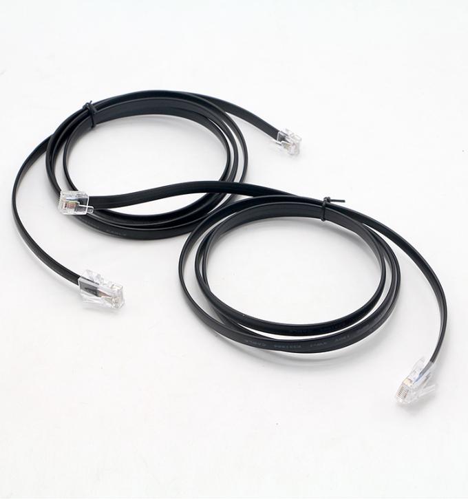 RJ45 8P8C noir personnalisé au câble téléphonique RJ11 6P4C 4