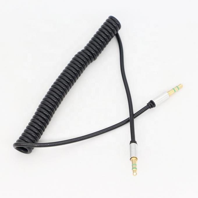CUSTOM 1M 2M 3M bobine à ressort en spirale mâle à mâle 3,5 mm Jack Stereo Aux Audio Cable 1