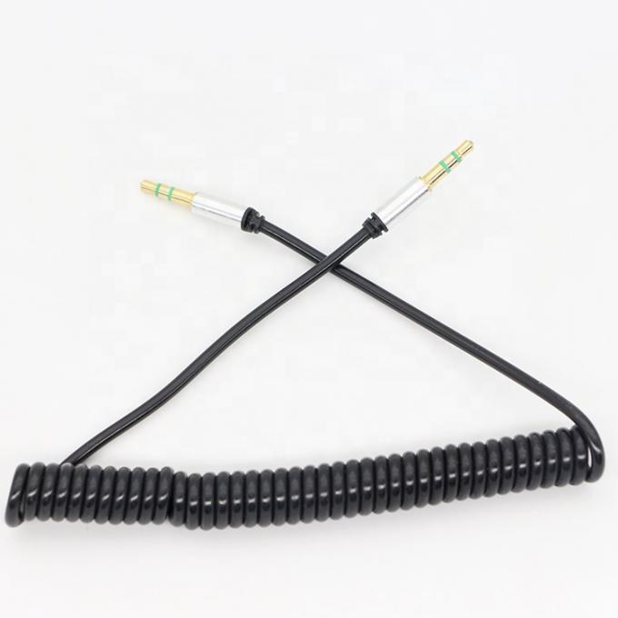 CUSTOM 1M 2M 3M bobine à ressort en spirale mâle à mâle 3,5 mm Jack Stereo Aux Audio Cable 4