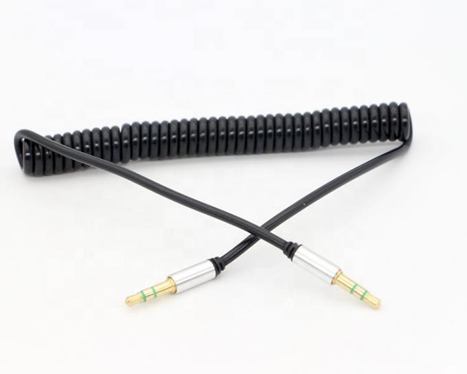 CUSTOM 1M 2M 3M bobine à ressort en spirale mâle à mâle 3,5 mm Jack Stereo Aux Audio Cable 5