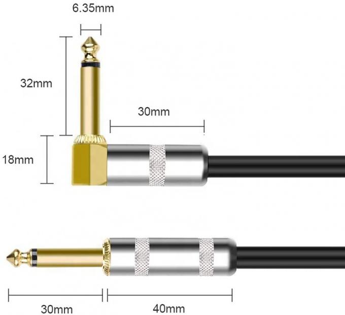 10FT Durable bleu tressé à 90 degrés en angle droit 1/4 TS Jack Instrument électrique Guitare patch câble 1
