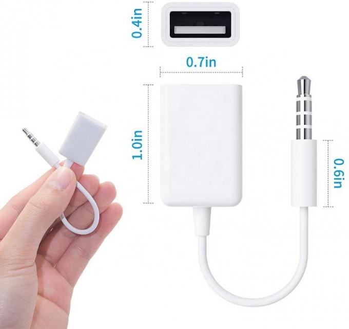 USB 2.0 Femme à 3,5 mm Jack 3 pôles Adaptateur de convertisseur AUX pour haut-parleur audio de voiture 3