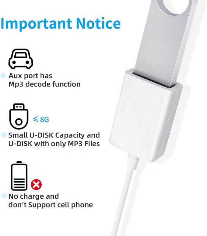 USB 2.0 Femme à 3,5 mm Jack 3 pôles Adaptateur de convertisseur AUX pour haut-parleur audio de voiture 2