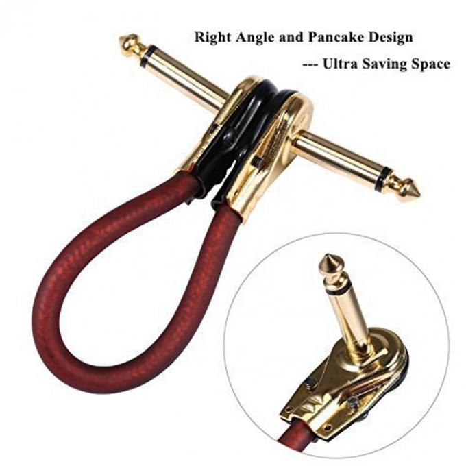 1/4 de pouce d'or à angle droit mono TS Jack cordon d'instrument de guitare 4