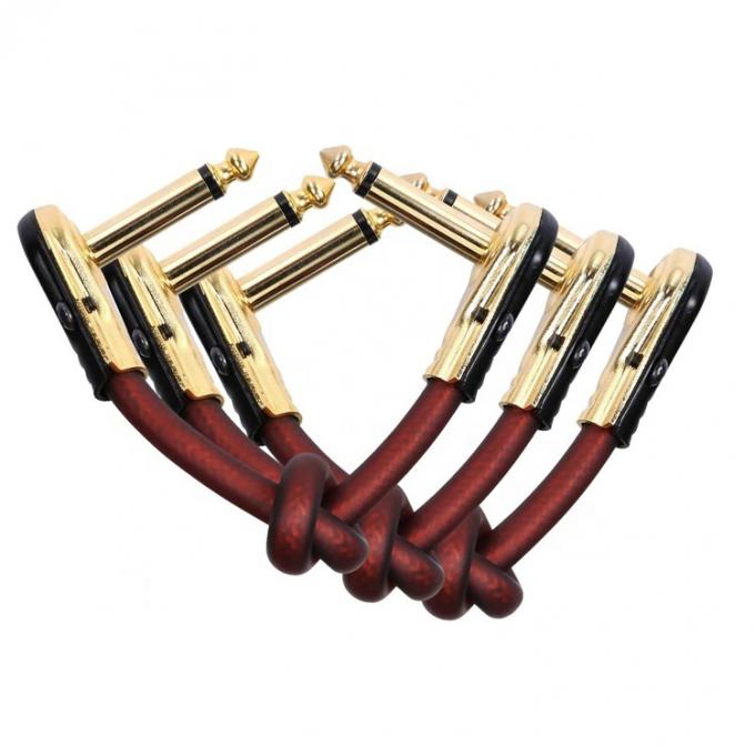 1/4 de pouce d'or à angle droit mono TS Jack cordon d'instrument de guitare 3