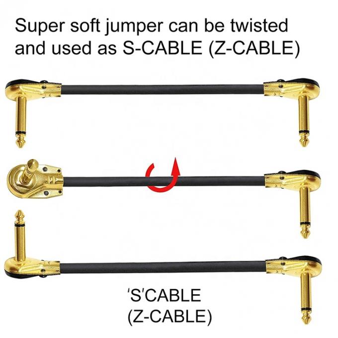 1/4 de pouce d'or à angle droit mono TS Jack cordon d'instrument de guitare 5