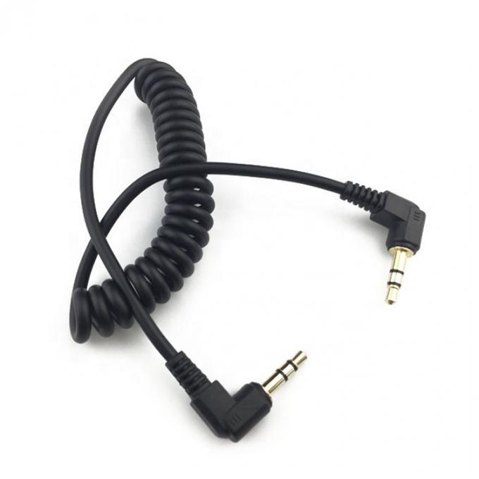 Enroulement de ressort mâle à mâle 90 degrés angle droit 3,5 mm Jack à 3,5 mm Jack câble audio stéréo TRS 0
