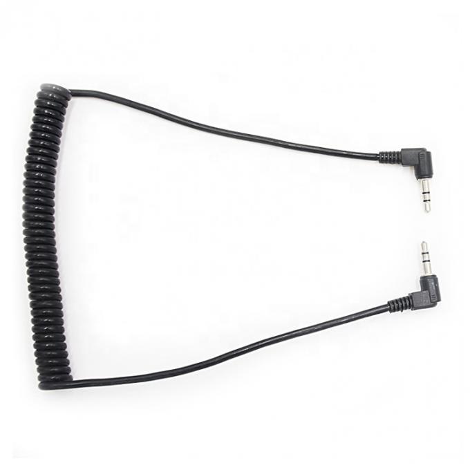 Enroulement de ressort mâle à mâle 90 degrés angle droit 3,5 mm Jack à 3,5 mm Jack câble audio stéréo TRS 4