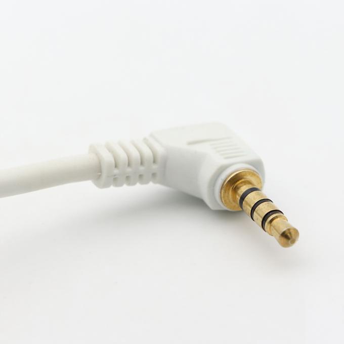 Connecteur d'or blanc personnalisé homme à homme angle droit 3,5 mm Jack TRRS Plug Stereo Audio Cable 1
