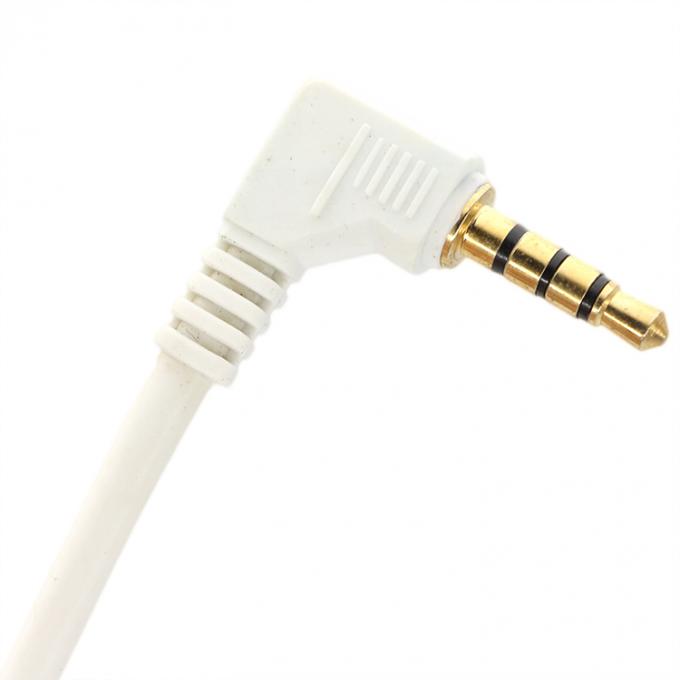 Connecteur d'or blanc personnalisé homme à homme angle droit 3,5 mm Jack TRRS Plug Stereo Audio Cable 2