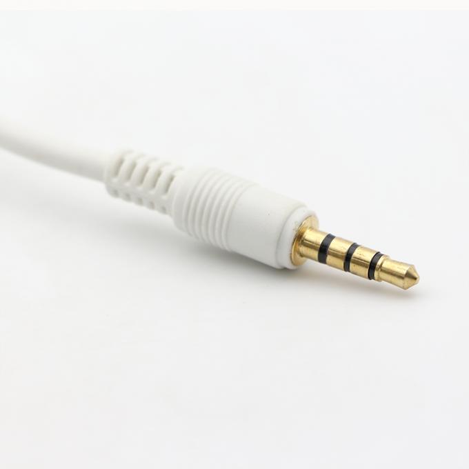 Connecteur d'or blanc personnalisé homme à homme angle droit 3,5 mm Jack TRRS Plug Stereo Audio Cable 3