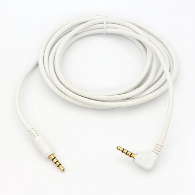 Connecteur d'or blanc personnalisé homme à homme angle droit 3,5 mm Jack TRRS Plug Stereo Audio Cable 6