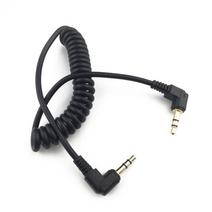 90 degrés homme à homme 3,5 mm jack enroulé casque stéréo aux câble d'extension audio 1