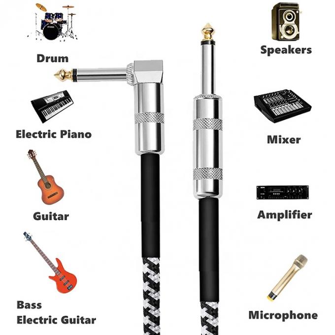 Cable de guitare électrique à l'angle droit à droit 3M 10FT 1/4 pouce TS Jack Instrument de musique 0