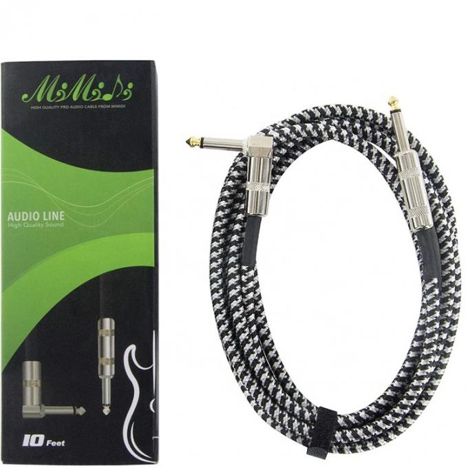 Cable de guitare électrique à l'angle droit à droit 3M 10FT 1/4 pouce TS Jack Instrument de musique 4